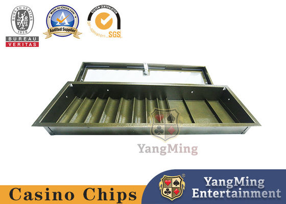 Metallic Yellow Poker Chip Tray Metal Iron Chip Float Single Layer Combination With Lock