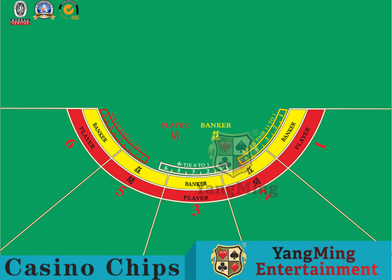 شراء 5 لاعبين Baccarat Texas Hold'Em Casino Table Layout حسب الطلب نصف دائري التصنيع عبر الإنترنت