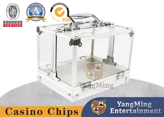 شراء 600PCS عقدة مفتوحة مزدوجة تكساس صندوق رقائق إطار سبيكة الألومنيوم عالية الشفافية غرفة الشطرنج 40mm صندوق رقائق في المخزون التصنيع عبر الإنترنت