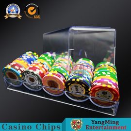 شراء 40mm حالة البوكر رقائق 5 صفوف 100 قطع واضح الاكريليك تعويم حامل الجدول رقائق القمار التصنيع عبر الإنترنت