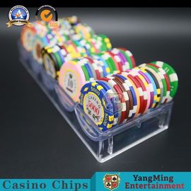 شراء 3.3mm Thinkness كلاي القمار كازينو رقاقة صينية كاملة رقائق بلاستيكية شفافة حالة 100PCS التصنيع عبر الإنترنت