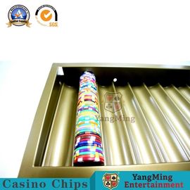 شراء صينية رقائق كازينو القمار المعدنية الذهبية الفاخرة طبقة واحدة 300-500 قطع 14 جرام حامل رقائق الطين التصنيع عبر الإنترنت