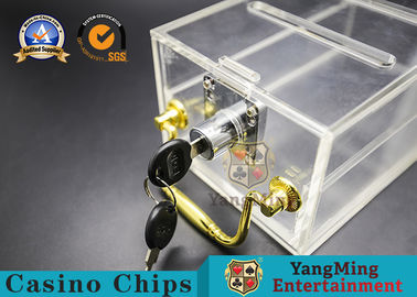 شراء 745g Casino لعبة زينة كاملة واضحة مقبض سمك الاكريليك قفل صندوق تجاهل التصنيع عبر الإنترنت