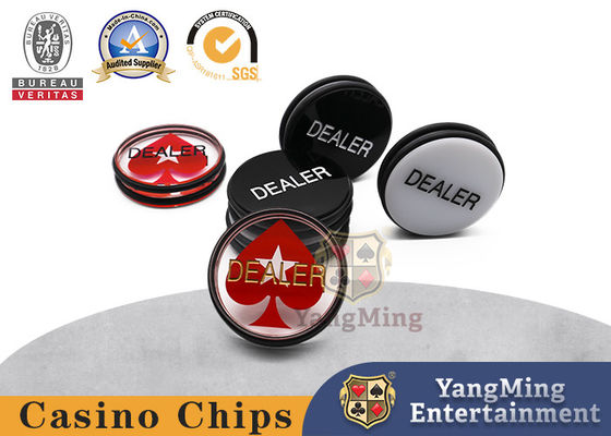 Texas Hold 'Em نقش على الوجهين باللونين الأبيض والأسود على الوجهين لشرائح بطاقة الموزع المستديرة حجم طاولة البوكر تحديد موضع القطعة