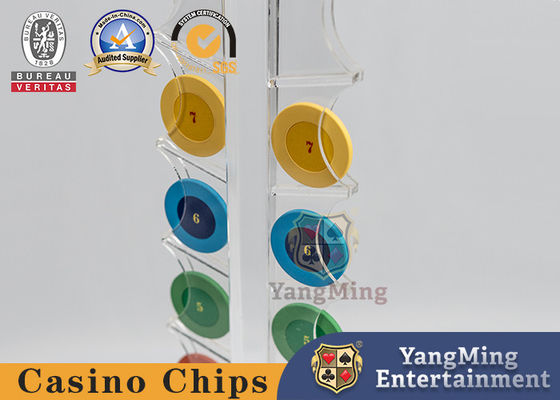 16pcs كازينو شفافة البوكر رقائق حالة القمار الجدول رقائق مستديرة الناقل الروليت الجدول حامل مخصص
