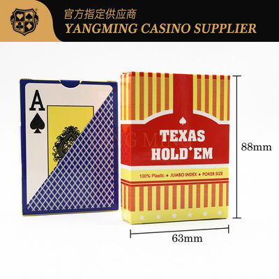 ورق لعب بولي كلوريد الفينيل مقاوم للماء ممل 100٪ للبوكر باللون الأحمر والأزرق