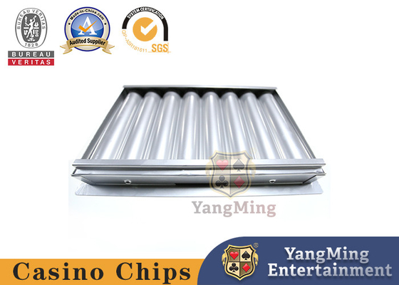 8 Row Round Metal Iron Single Layer Clay Poker Chip Tray With Lock